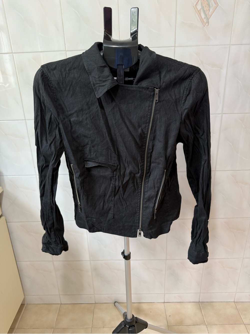 Black Asymmetrical Zip Women's
